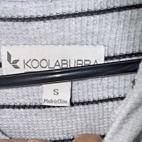 Koolaburra UGG Womens S Cozy Soft Thermal Henley Striped Hoodie Gray Y2K style - Picture 3 of 5